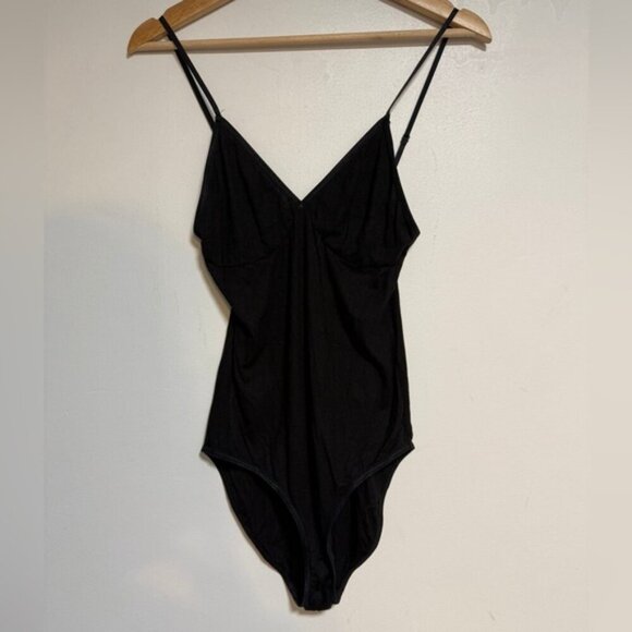American Apparel Black Ribbed Bodysuit Women’s Size L - Picture 2 of 6